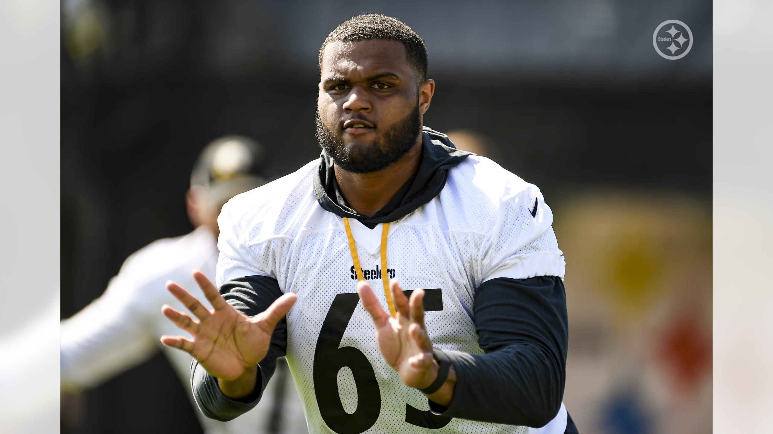 Pittsburgh Steelers offensive tackle Dan Moore Jr. (65) lines up for the  play during an NFL football game against the Cincinnati Bengals, Sunday,  Nov. 28, 2021, in Cincinnati. (AP Photo/Emilee Chinn Stock