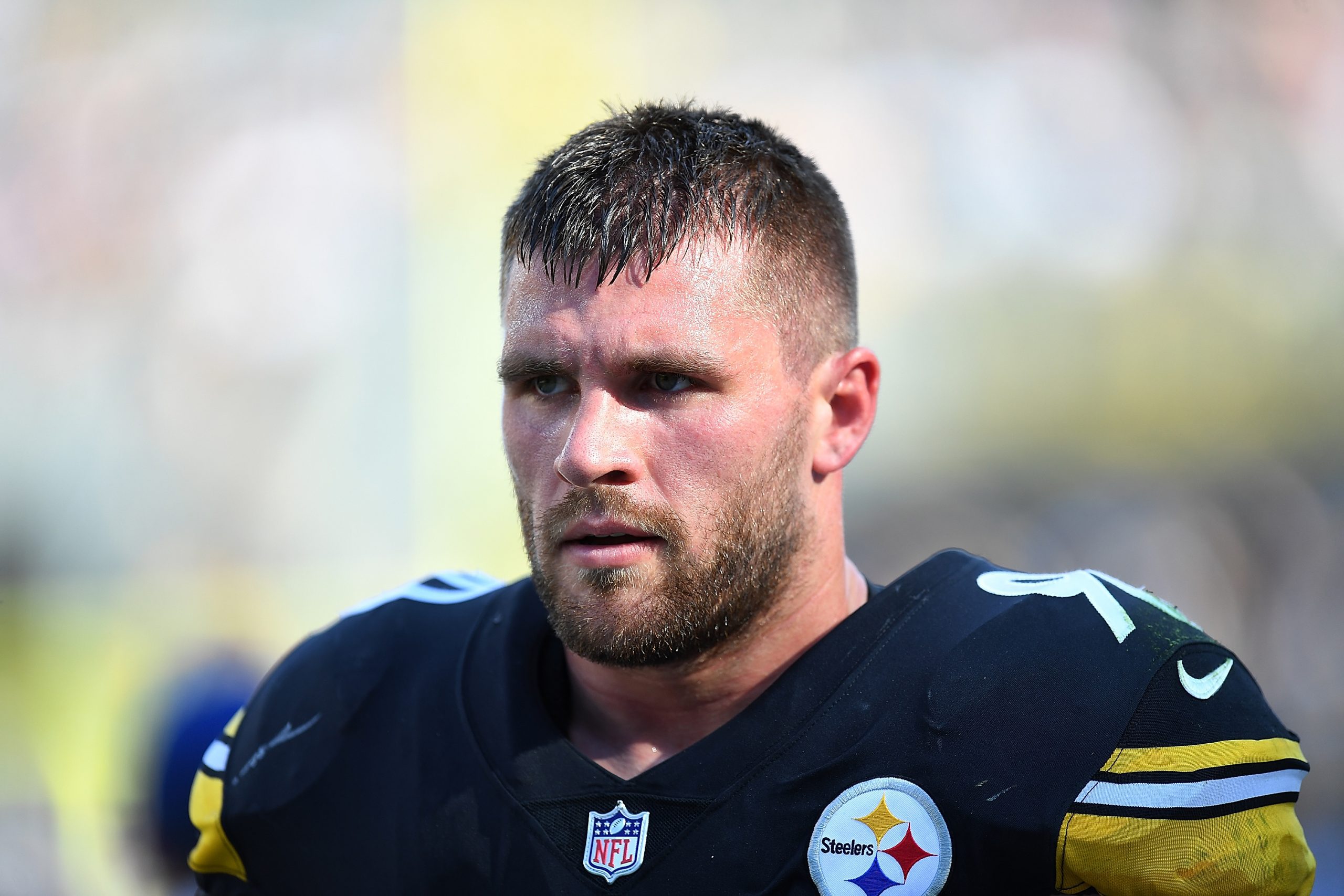 T.J. Watt of the Pittsburgh Steelers stretches prior to an NFL News  Photo - Getty Images