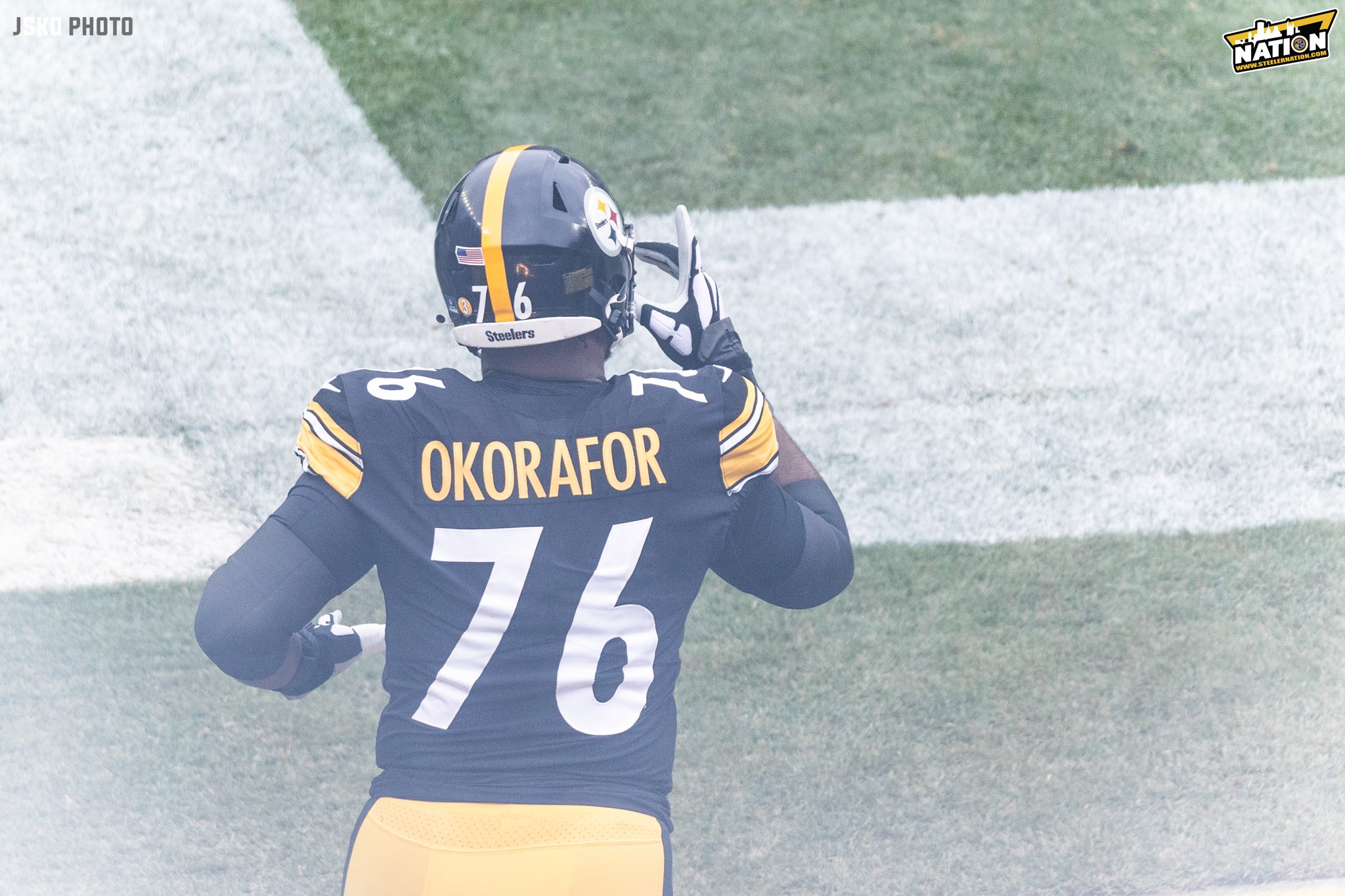 Pittsburgh Steelers offensive tackle Dan Moore Jr. (65) jogs to the line of  scrimmage during an NFL football game against the Jacksonville Jaguars,  Saturday, Aug. 20, 2022 in Jacksonville, Fla. The Steelers