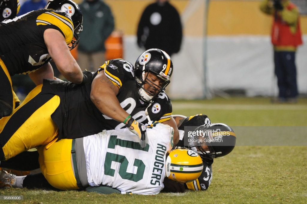 Pittsburgh Steelers' Casey Hampton reacts to a touchdown by the