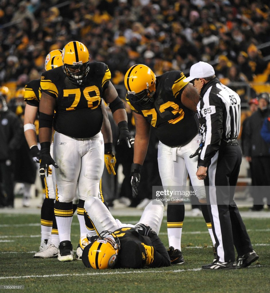 Ben Roethlisberger of the Pittsburgh Steelers is sacked by Michael News  Photo - Getty Images