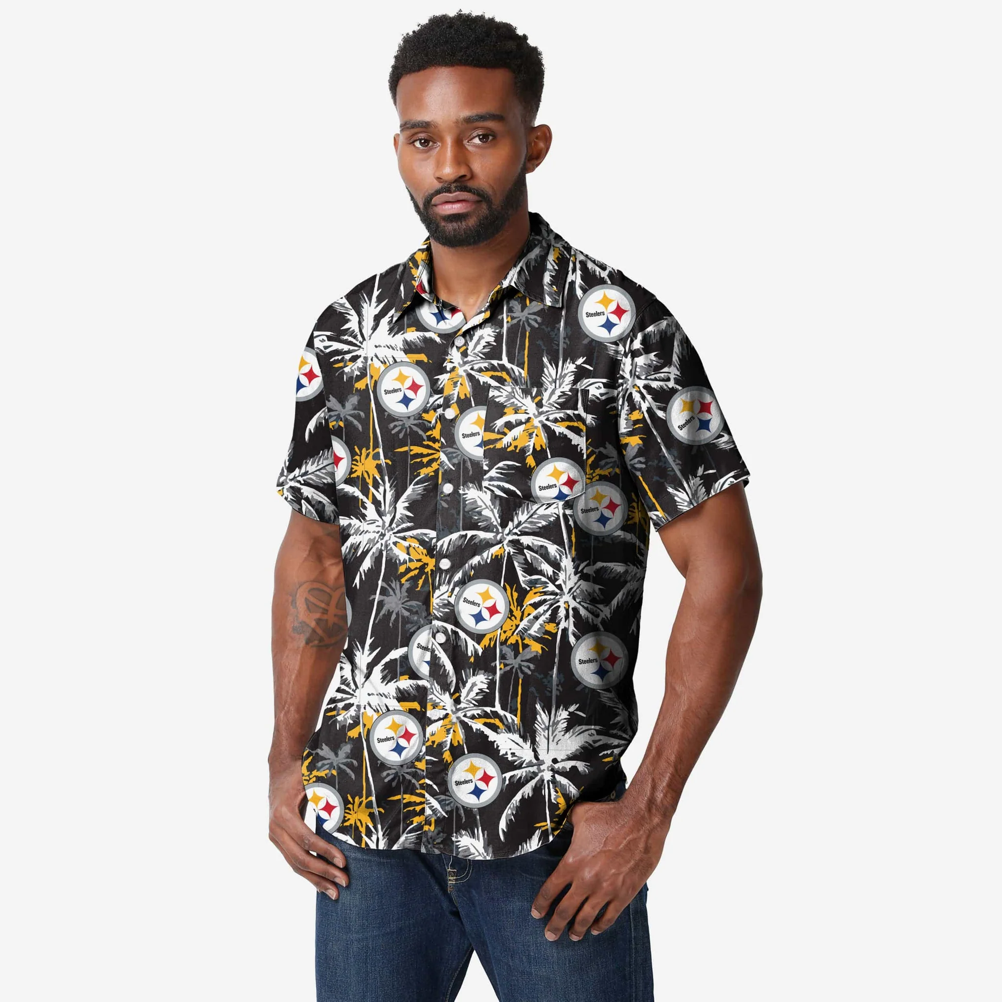 Pittsburgh Steelers NFL Mens Floral Button Up Shirt - XXL