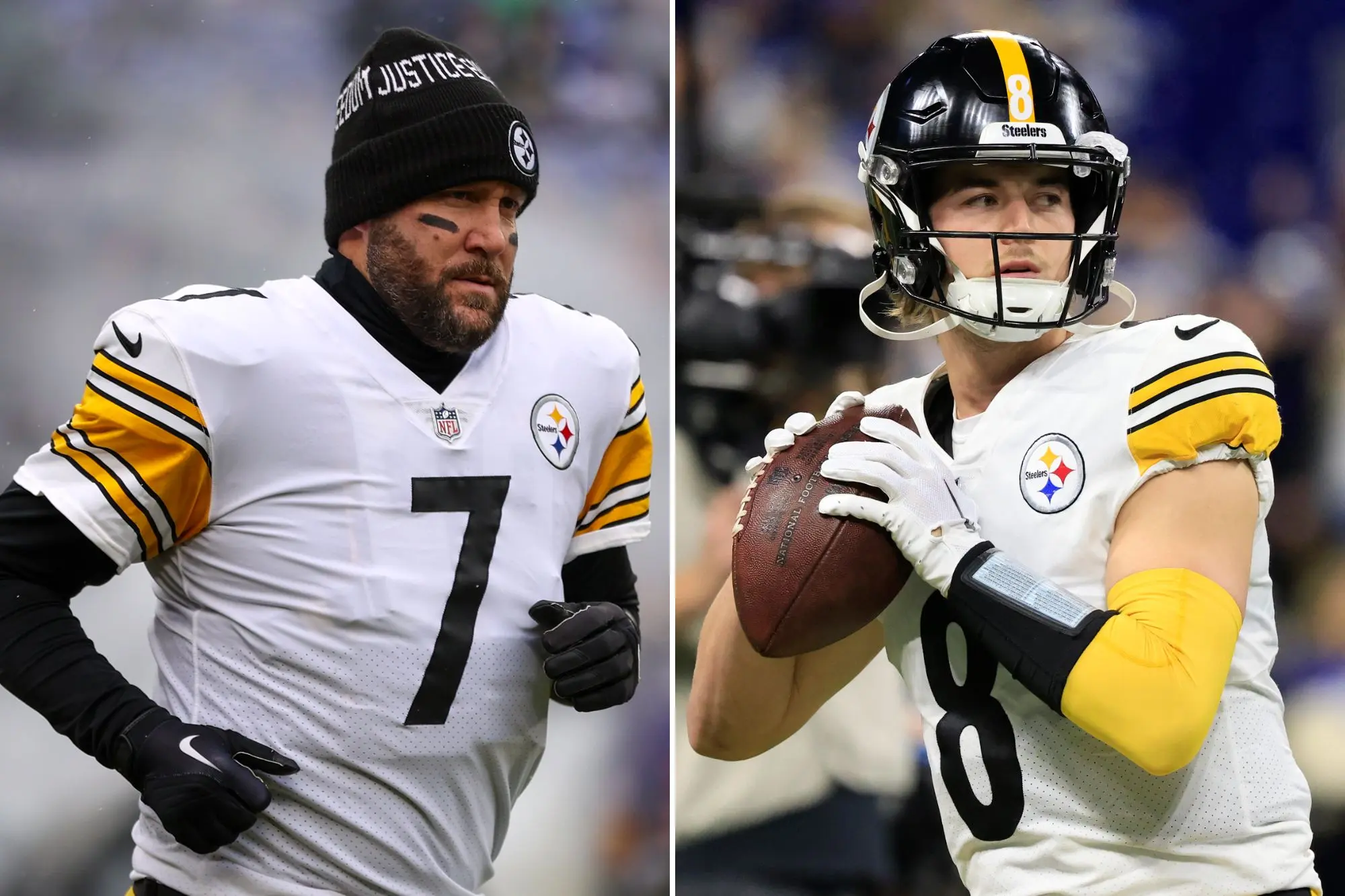 Pittsburgh Steelers quarterback Ben Roethlisberger greets players