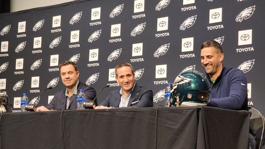 Former Eagles Vice President of Player Personnel Andy Weidl (left) alongside old colleagues, Howie Roseman (middle) and Nick Sirianni (right). | Chris Franklin / NJ Advance Media / NJ.com