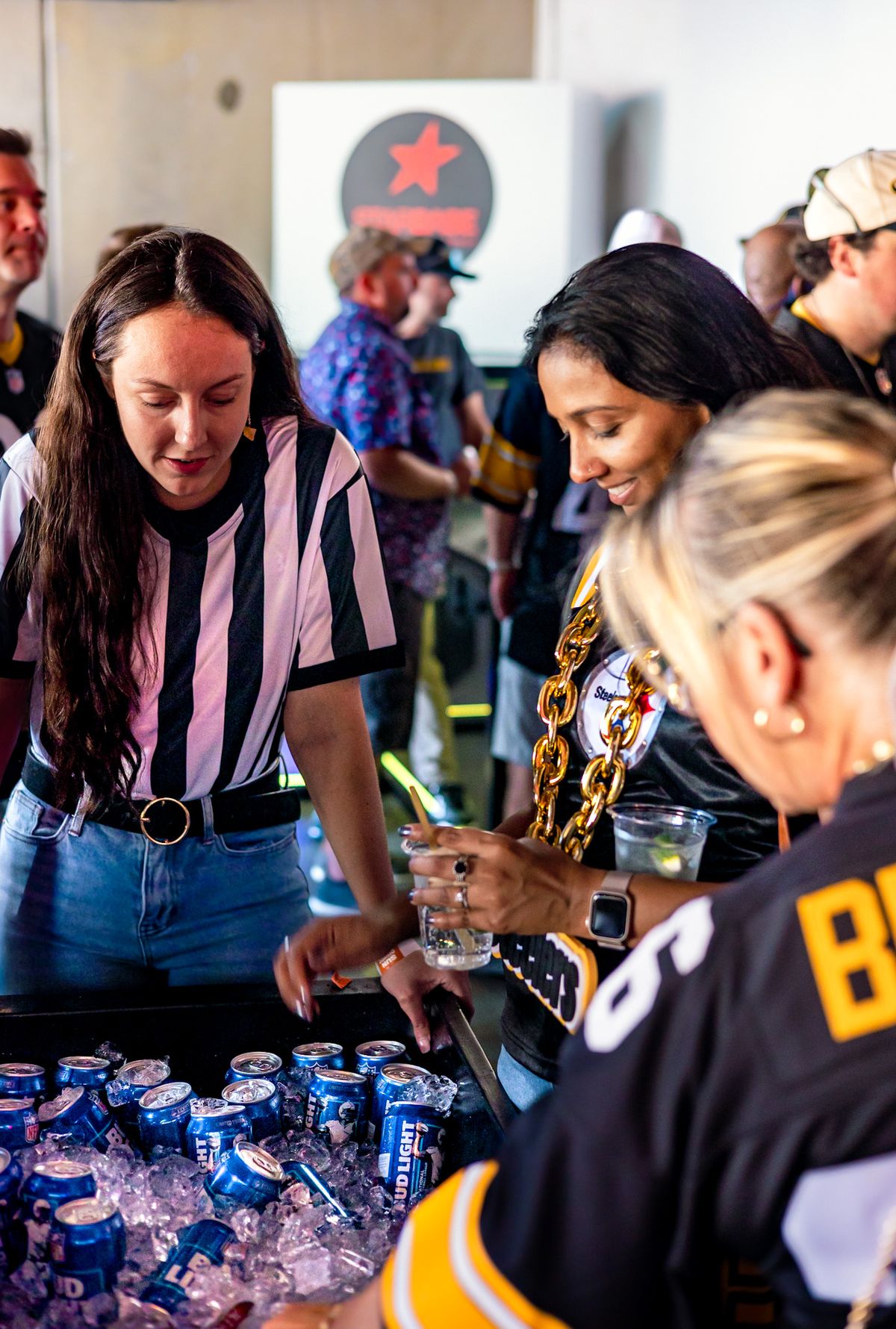 Guests grabbing beers at the Terrible Tailgate in LV