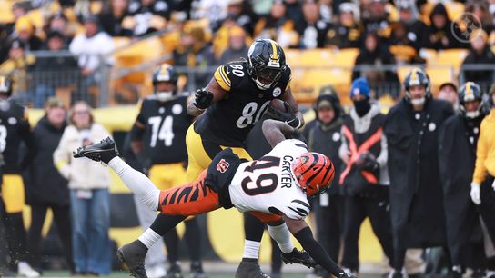 Steelers tight end Darnell Washington stiff arms a defender during Pittsburgh's 34-12 win over the Cincinnati Bengals in Week 11 of the 2025 NFL Regular Season. Steelers tight end Darnell Washington stiff arms a defender during Pittsburgh's 34-12 win over the Cincinnati Bengals in Week 11 of the 2025 NFL Regular Season.