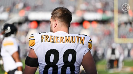 Steelers tight end Pat Freiermuth on the sideline prior to Pittsburgh's 31-28 loss to the Chicago Bears in Week 12 of the 2025 NFL Regular Season. Steelers tight end Pat Freiermuth on the sideline prior to Pittsburgh's 31-28 loss to the Chicago Bears in Week 12 of the 2025 NFL Regular Season.