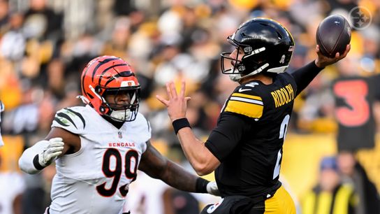 Steelers quarterback Mason Rudolph throws against the Cincinnati Bengals during Pittsburgh's 34-12 win in Week 11 of the 2025 NFL Regular Season.