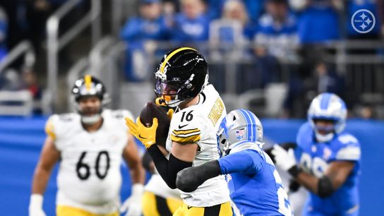 Steelers wide receiver Adam Thielen makes a catch during Pittsburgh's 29-24 win over the Detroit Lions in Week 16 of the 2025 NFL Regular Season.