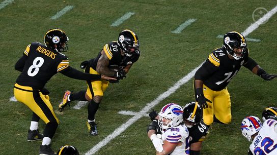 Steelers quarterback Aaron Rodgers hands the ball to running back Jaylen Warren during Pittsburgh's 26-7 loss to the Buffalo Bills in Week 13 of the 2025 NFL Regular Season. Steelers quarterback Aaron Rodgers hands the ball to running back Jaylen Warren during Pittsburgh's 26-7 loss to the Buffalo Bills in Week 13 of the 2025 NFL Regular Season.