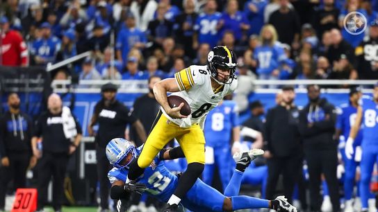 Steelers quarterback Aaron Rodgers (8) during a regular season matchup between the Pittsburgh Steelers and Detroit Lions.
