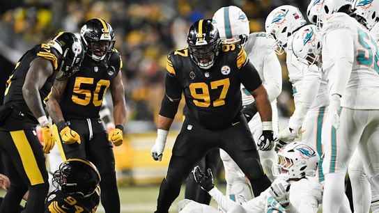 Steelers defensive tackle Cameron Heyward (97) during a regular season matchup between the Pittsburgh Steelers and Miami Dolphins. Steelers defensive tackle Cameron Heyward (97) during a regular season matchup between the Pittsburgh Steelers and Miami Dolphins.