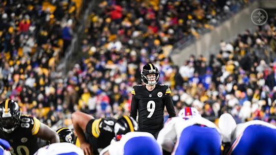 Steelers kicker Chris Boswell (9) during a regular season matchup between the Pittsburgh Steelers and Buffalo Bills. Steelers kicker Chris Boswell (9) during a regular season matchup between the Pittsburgh Steelers and Buffalo Bills.