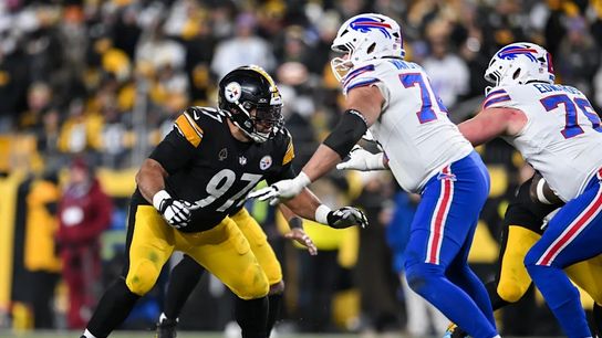Steelers defensive tackle Cameron Heyward (97) during a regular season matchup between the Pittsburgh Steelers and Buffalo Bills. Steelers defensive tackle Cameron Heyward (97) during a regular season matchup between the Pittsburgh Steelers and Buffalo Bills.