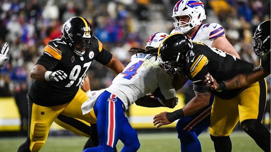 Steelers defensive tackle Cameron Heyward (97) during a regular season matchup between the Pittsburgh Steelers and the Buffalo Bills. Steelers defensive tackle Cameron Heyward (97) during a regular season matchup between the Pittsburgh Steelers and the Buffalo Bills.