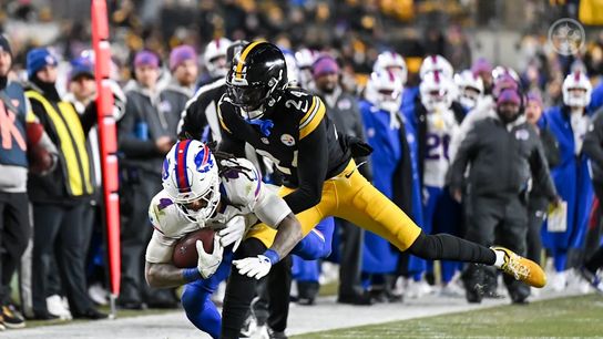 Steelers cornerback Joey Porter Jr. (24) during a regular season matchup between the Pittsburgh Steelers and Buffalo Bills. Steelers cornerback Joey Porter Jr. (24) during a regular season matchup between the Pittsburgh Steelers and Buffalo Bills.