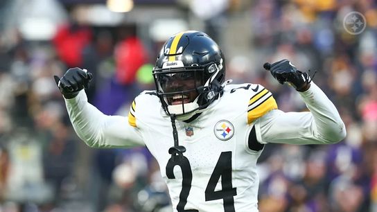 Steelers cornerback Joey Porter Jr. (24) during a regular season matchup between the Pittsburgh Steelers and Baltimore Ravens. Steelers cornerback Joey Porter Jr. (24) during a regular season matchup between the Pittsburgh Steelers and Baltimore Ravens.