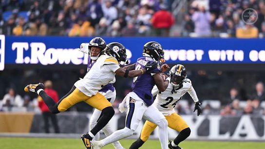 Steelers cornerback Joey Porter Jr. (24) during a regular season matchup between the Pittsburgh Steelers and Baltimore Ravens. Steelers cornerback Joey Porter Jr. (24) during a regular season matchup between the Pittsburgh Steelers and Baltimore Ravens.