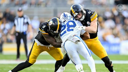 Steelers linebacker Patrick Queen (6) and linebacker Payton Wilson (41) during a regular season matchup between the Pittsburgh Steelers and Indianapolis Colts.
