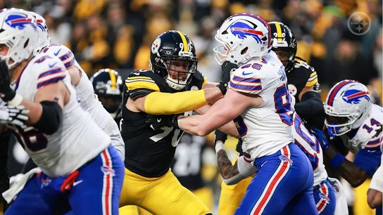 Steelers linebacker T.J. Watt (90) during a regular season matchup between the Pittsburgh Steelers and Buffalo Bills. Steelers linebacker T.J. Watt (90) during a regular season matchup between the Pittsburgh Steelers and Buffalo Bills.