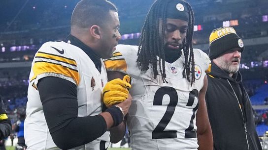 Steelers Russell Wilson and Najee Harris following Playoff loss. 