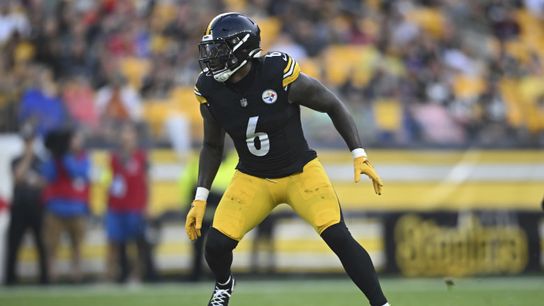 Steelers linebacker Patrick Queen drops back into coverage during a preseason game against the Buffalo Bills on August 17, 2024, in Acrisure Stadium.
