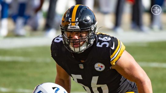 Pittsburgh Steelers Linebacker Alex Highsmith pre-snap against the Indianapolis Colts on December 27, 2020 in Pittsburgh, Pennsylvania. (Steelers.com)
