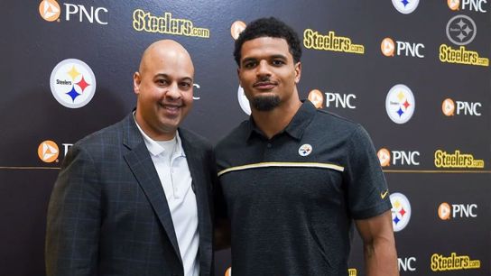 Pittsburgh Steelers Omar Khan and Minkah Fitzpatrick 