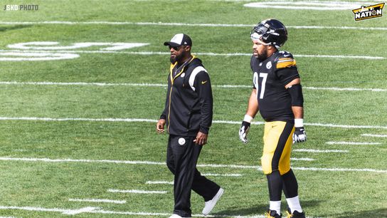 Pittsburgh Steelers Head Coach Mike Tomlin (left) and defensive captain, Cam Heyward (97).