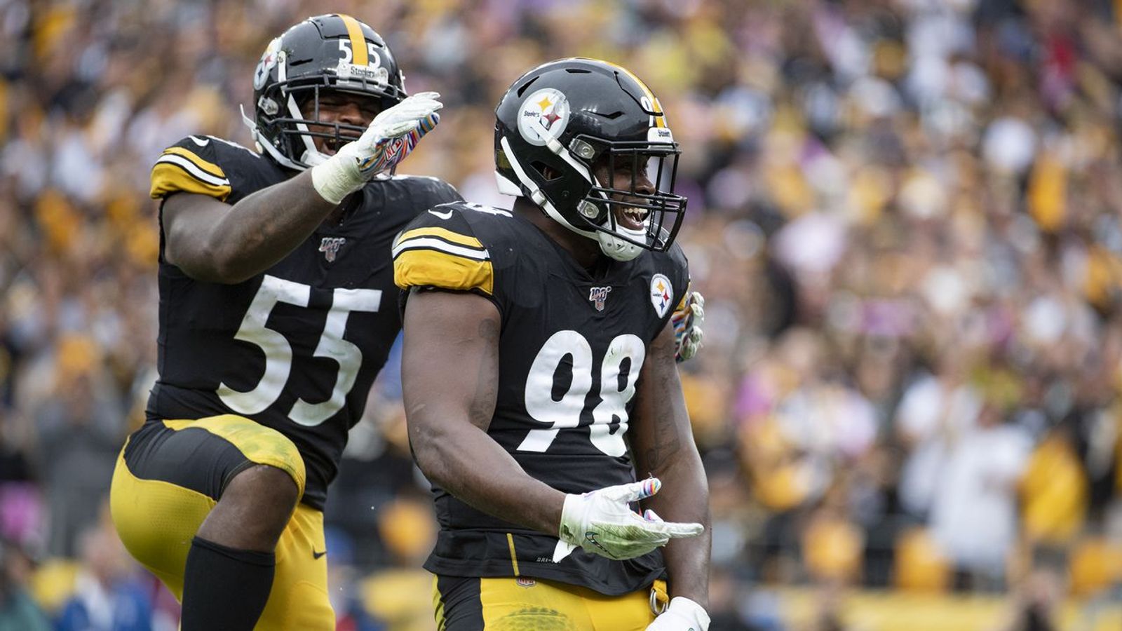 Steelers' Joey Porter Jr. celebrates first interception by gifting