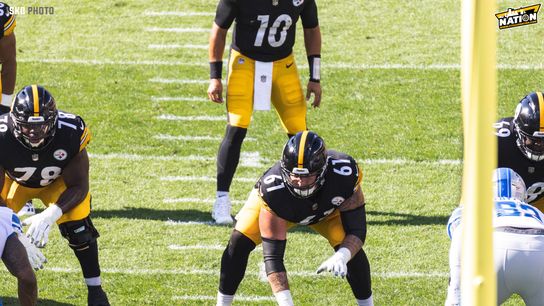 Pittsburgh Steelers center, Mason Cole (#61) prepares to snap the football to quarterback, Mitch Trubisky (#10) during a preseason game  at Acrisure Stadium. |  Photo Credit: Jordan Schofield / SteelerNation (Twitter: @JSKO_PHOTO)