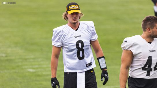 Steelers rookie quarterback, Kenny Pickett at 2022 training camp at St. Vincent College