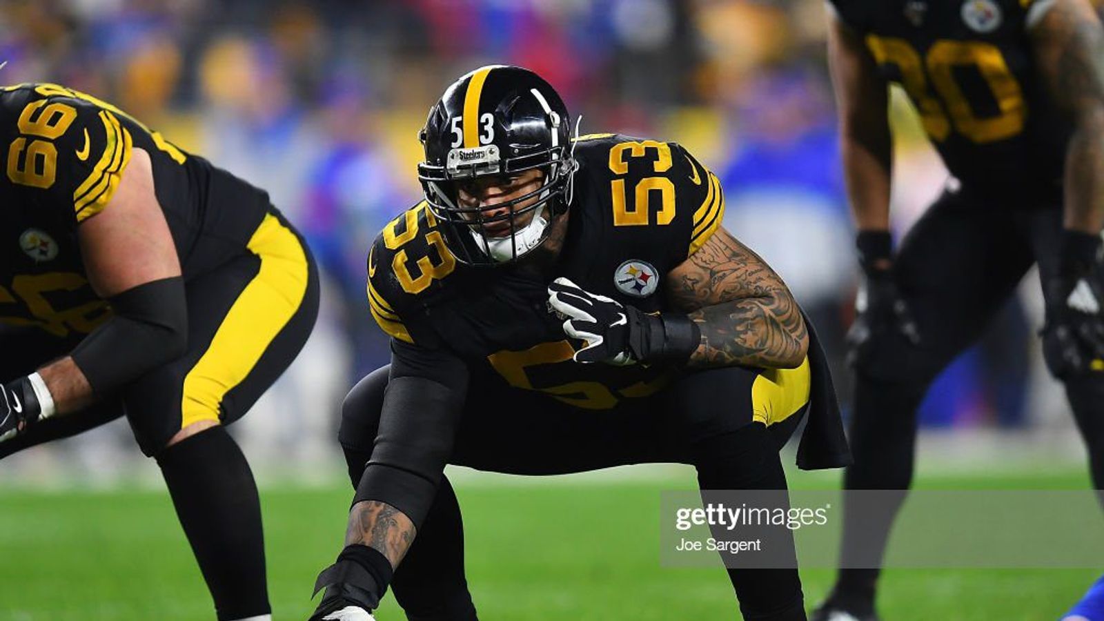 Maurkice Pouncey of the Pittsburgh Steelers looks on against the   Pittsburgh steelers football, Pittsburgh steelers, Pittsburgh steelers  merchandise