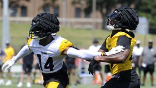 Welcome To NFL Moment For Steelers' Joey Porter Jr Likely Has George Pickens Smiling From Ear To Ear (Steelers News). Photo by Lucy Schaly / Pittsburgh Post-Gazette