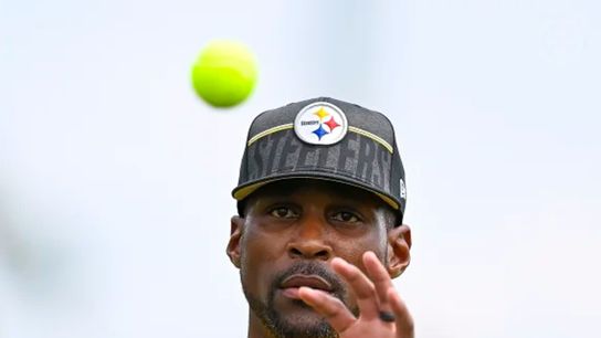 Steelers cornerback Patrick Peterson gets in some training with a tennis ball at St. Vincent College in Latrobe, PA during his first ever Steelers training camp.