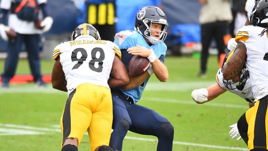 Steelers Vince Williams sacks Titans QB Ryan Tannehill during a regular season football game Steelers Vince Williams sacks Titans QB Ryan Tannehill during a regular season football game