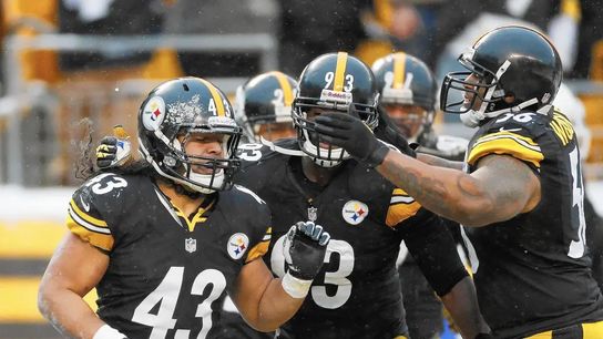 Steelers Troy Polamalu and LaMarr Woodley Steelers Troy Polamalu and LaMarr Woodley