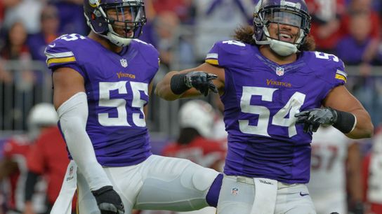 Anthony Barr (55) and Eric Kendricks (54) celebrate a big play Steelers Anthony Barr