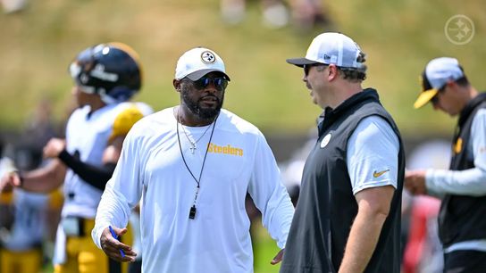 Steelers' head coach Mike Tomlin and offensive coordinator Arthur Smith working in their first training camp together.