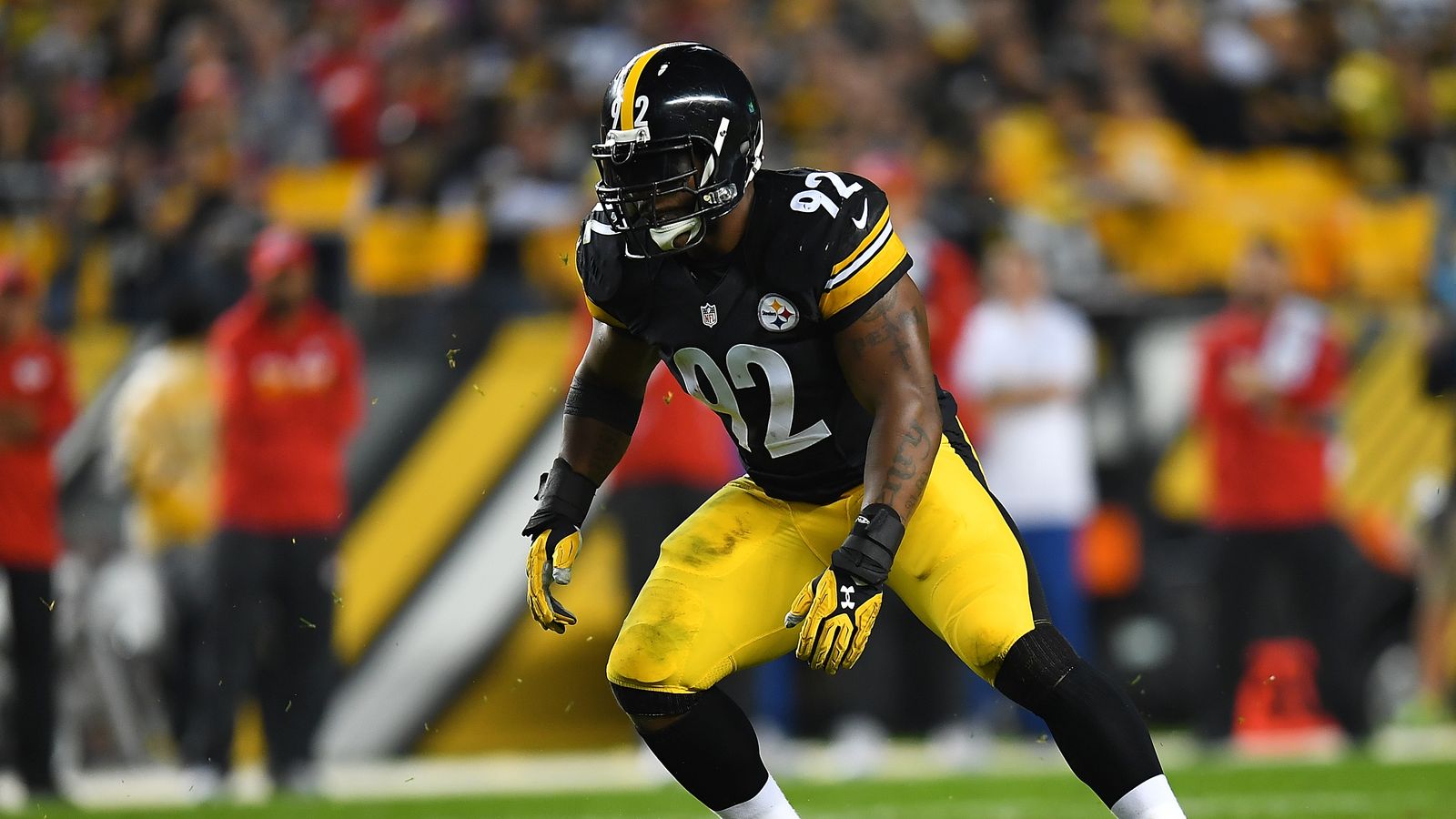 Pittsburgh Steelers linebacker James Harrison's glare tells only