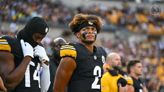 Steelers Justin Fields and George Pickens before their first preseason game together.