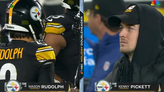 Steelers quarterback Kenny Pickett watches Mason Rudolph against the Bengals Steelers quarterback Kenny Pickett watches Mason Rudolph against the Bengals