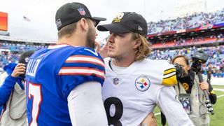 Steelers' Kenny Pickett Has The Opportunity In 2023 To Compare Directly To Bills' Dynamic Quarterback Josh Allen (Kenny Pickett). Photo by Steelers.com