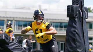 Steelers' Nick Herbig Learning From Legendary Edge Rusher James Harrison (Steelers News). Photo by Sebastian Foltz / Pittsburgh Post-Gazette