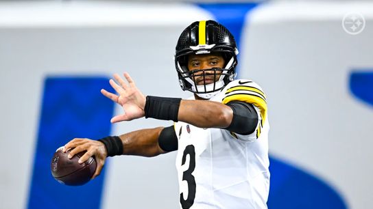 Steelers' QB Russell Wilson warming up before the preseason finale, with the QB competition on the line.