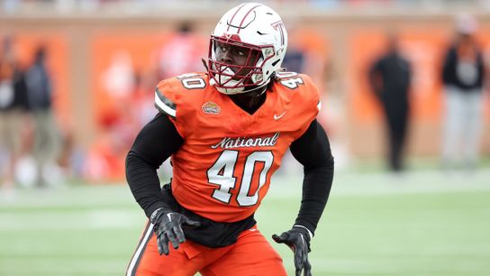 Troy OLB Javon Solomon during the 2024 Senior Bowl. Steelers' Javon Solomon