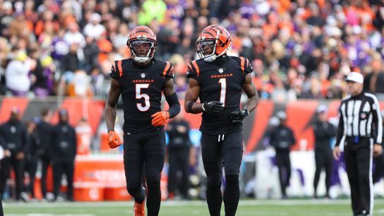 Steelers' rival Cincinnati Bengals' WR's Ja'Marr Chase and Tee Higgins taking the field