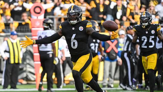 Pittsburgh Steelers' Linebacker Patrick Queen after forcing a huge fumble against the Baltimore Ravens in 2024.