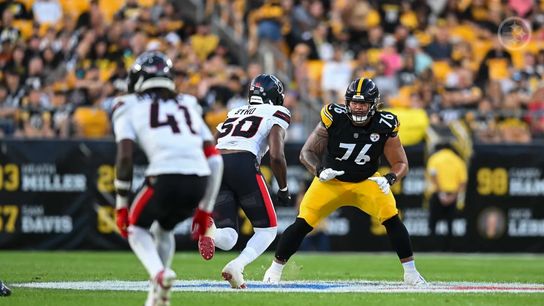 Steelers' rookie Troy Fautanu during one of his first plays in the big leagues.