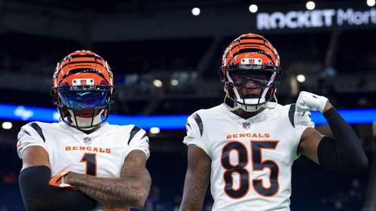 Bengals' wide receivers Ja'Marr Chase (left) and Tee Higgins (right) Bengals' wide receivers Ja'Marr Chase (left) and Tee Higgins (right)